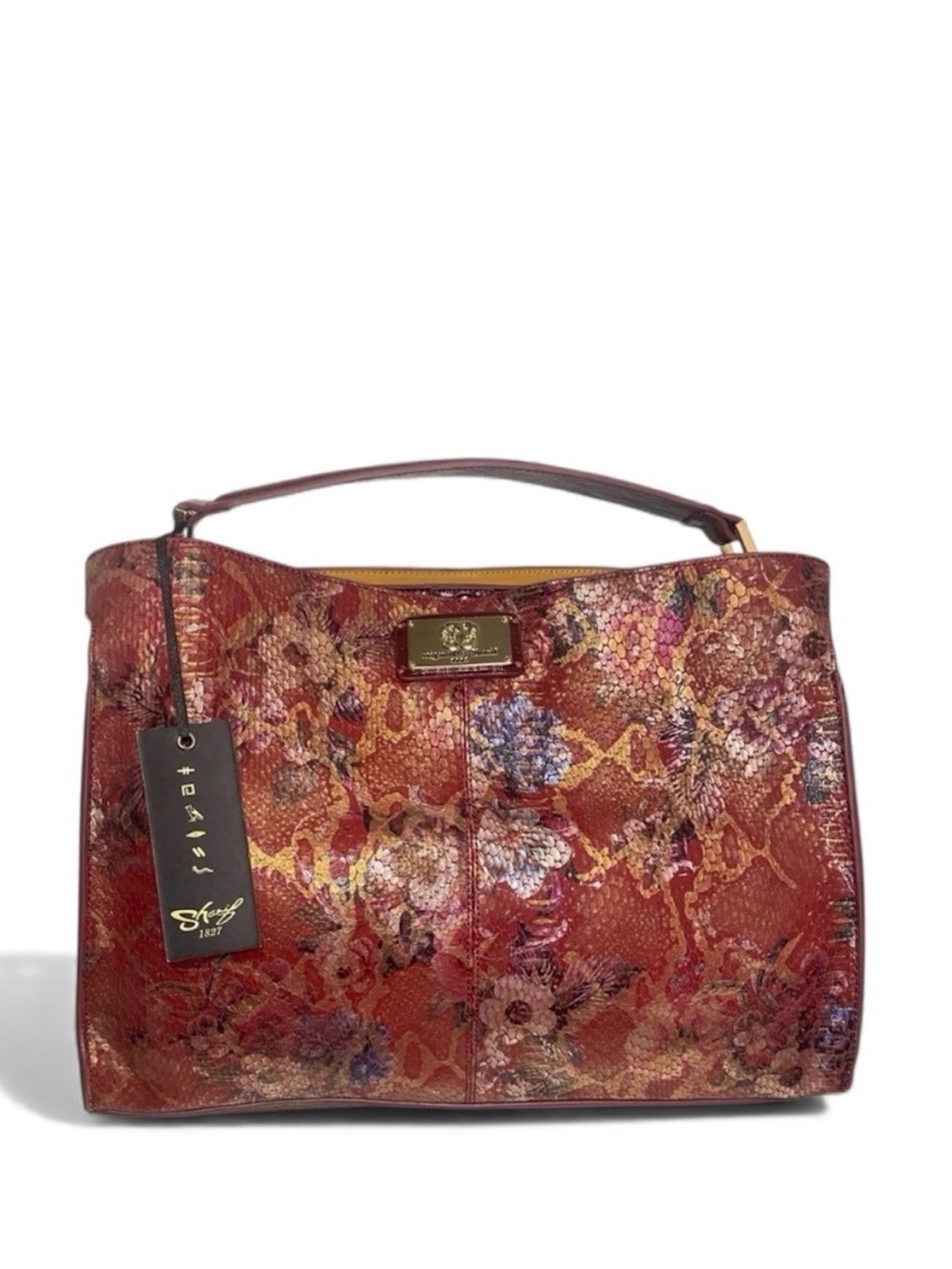 NWT Rare & Vintage Sharif 1827 Floral Burgundy Satchel/Crossbody Bag